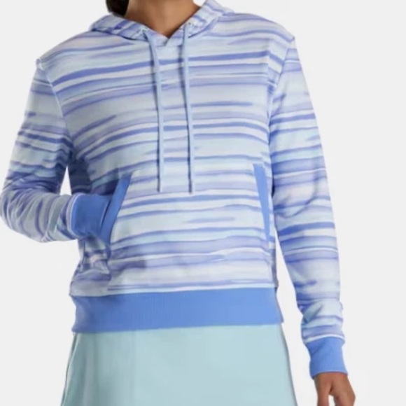Ladies Footjoy L/S Watercolor Pullover Hoodie Striped Purple Lilac Medium‎ FJ - Picture 2 of 12